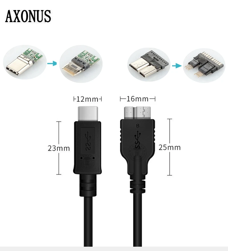 Typec To Micro USB 3.0 Mobile Hard Drive  Data Cable For Toshiba Seagate WD Huawei Macbook Xiaomi Laptop OTG Extension Cable