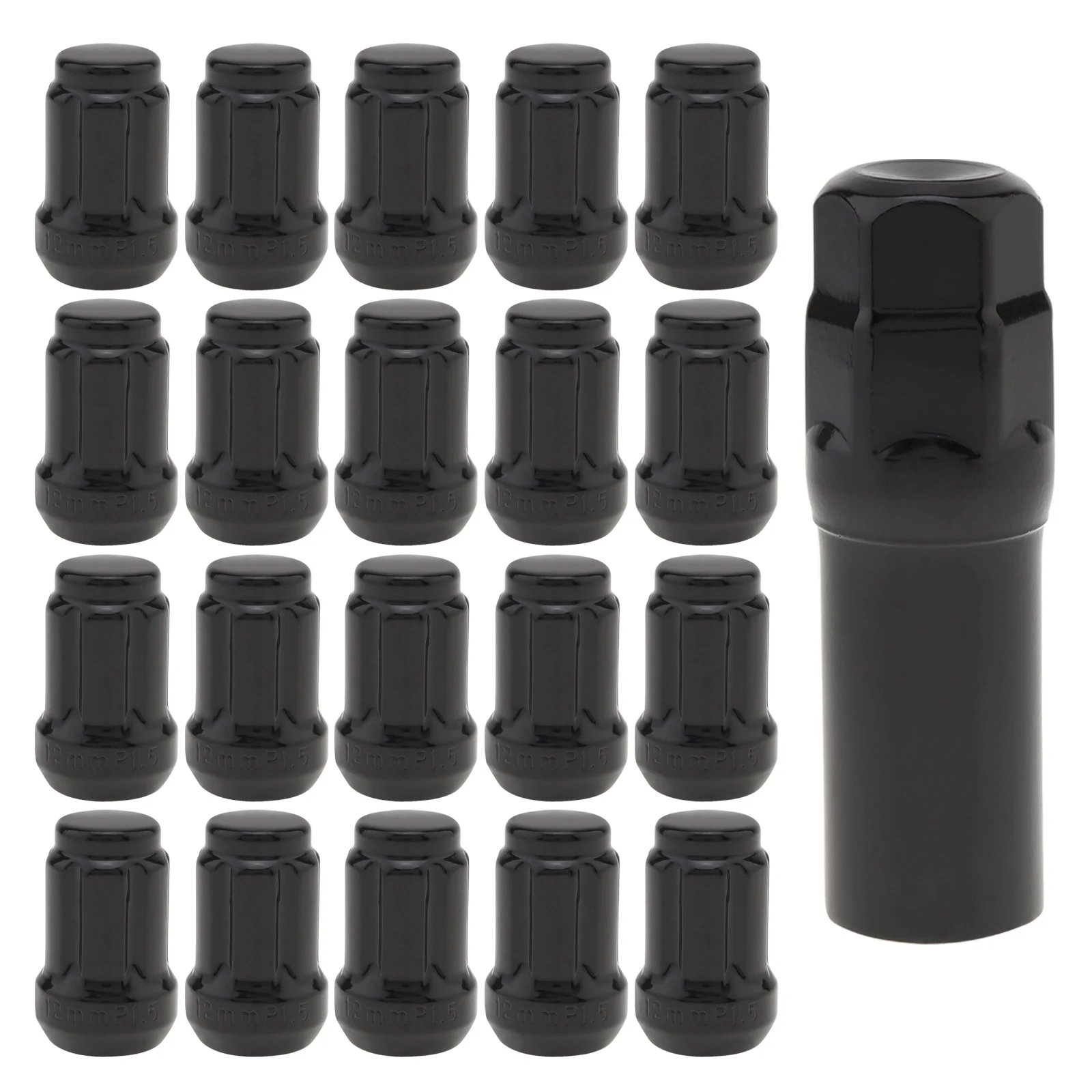 

20 1 M12x1.5 Black Wheel Lug Nuts Fit for HR-V / Escape / Sierra / Civic / Accord / Element, Spline Lugnuts