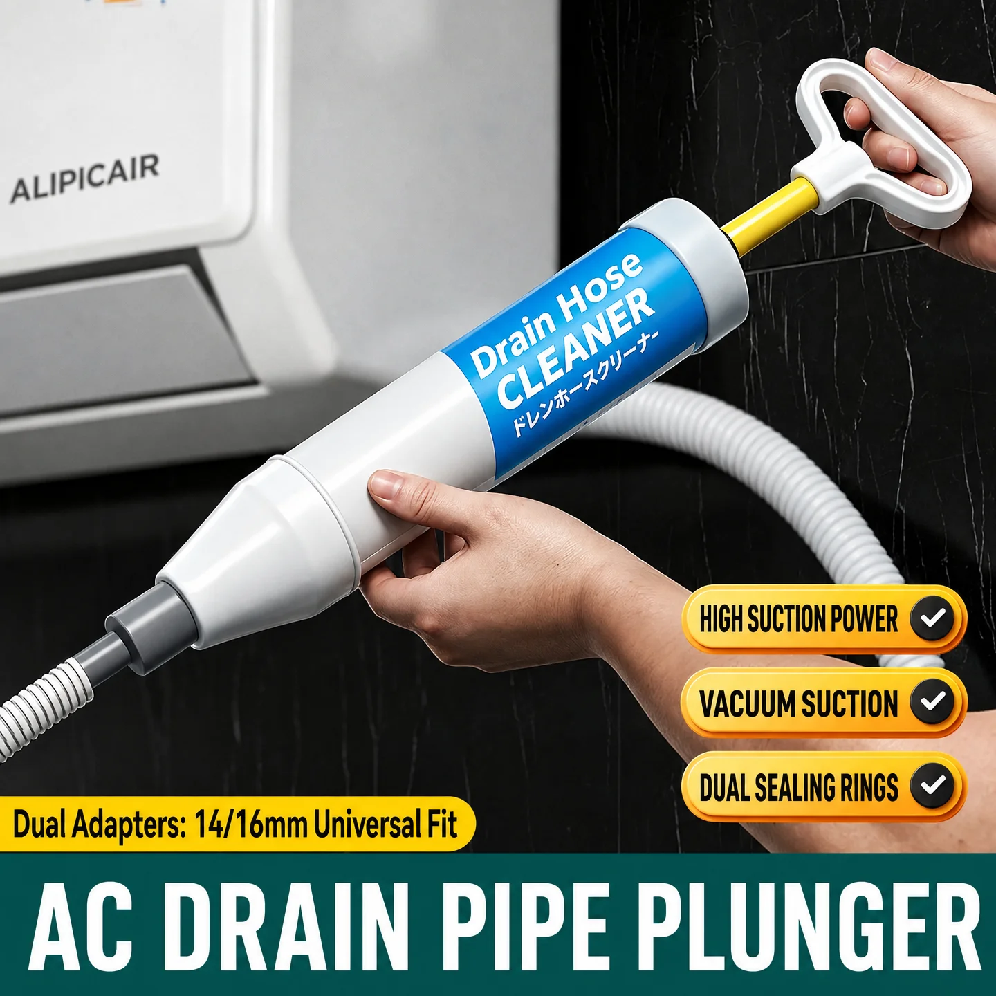 AC-Abflussrohr-Reinigungswerkzeug, HVAC-Kondenswasser-Abfluss-Entstopfer für Klimaanlagen im Innenbereich, Verstopfungsentfernung, Wasserleckage-Reparatur, Nass-Trocken-Staubsauger – Detail 1