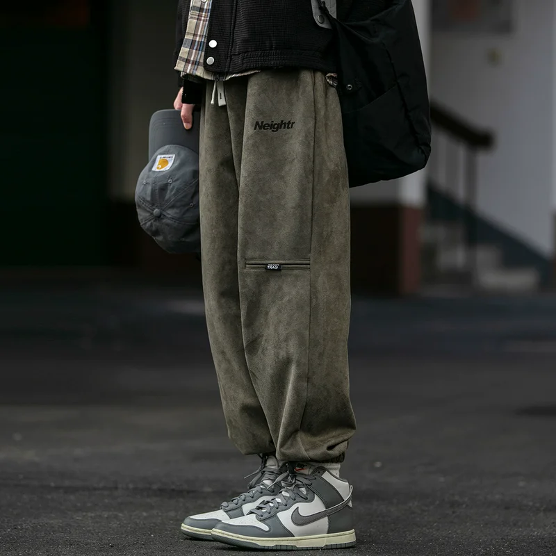 

Military een Deer Skin Fce Small Footed Workwear Pants Men Spring Autumn New Sle Couple Large Size Soft Spor Trouser...