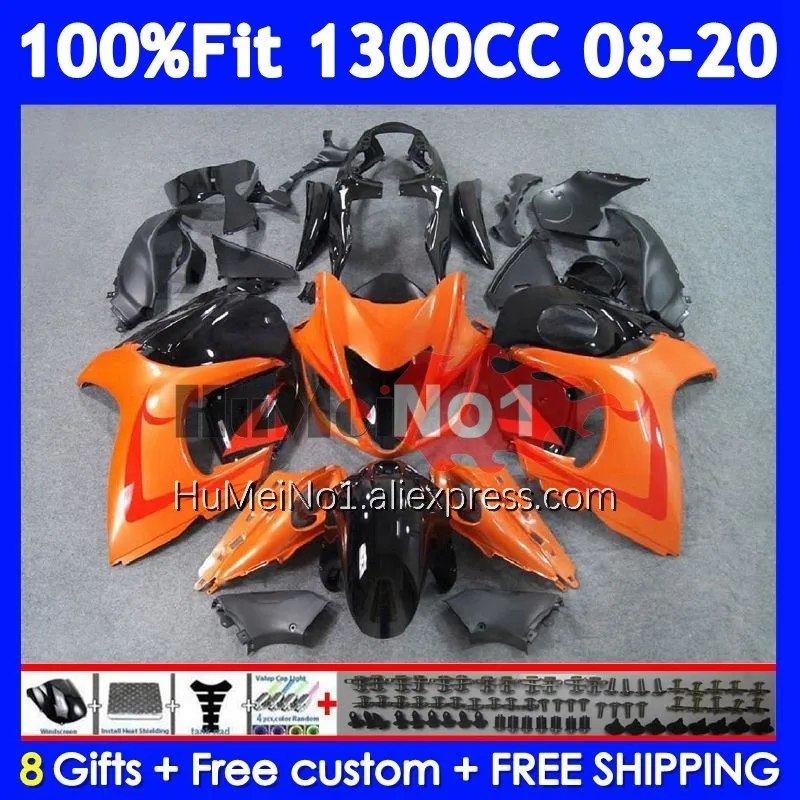 Orange blk Fairing For SUZUKI GSXR 1300 Hayabusa GSXR-1300 127No.29 GSXR1300 2008 2009 2010 2011 2012 2013 14 15 16 17 18 19 20