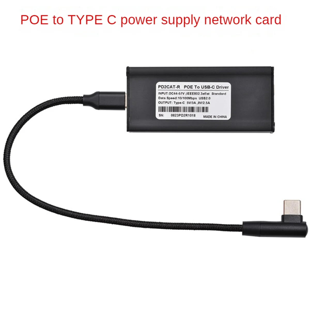 POE Power Supply Network Card POE to USB-C Network Card POE Network Card 5V 9V Adaptive USB-C Network Card