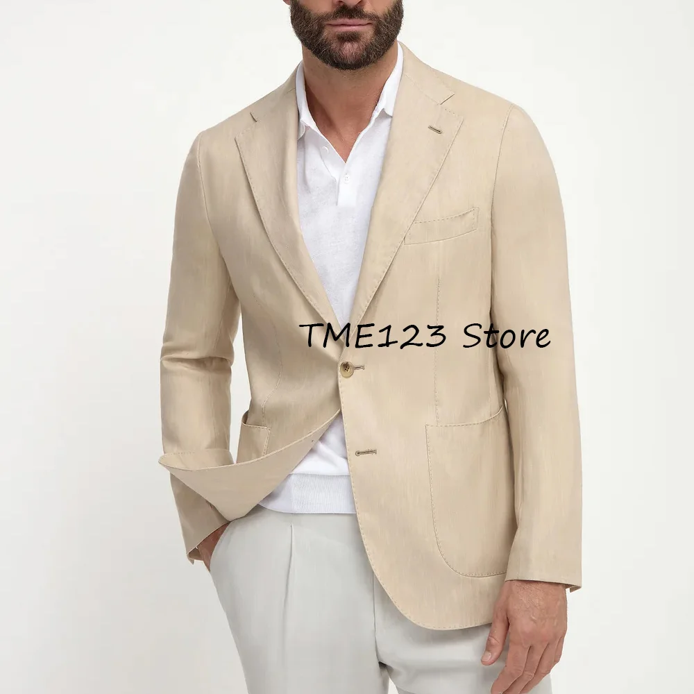 

Men's Jacket Elegant Mens Jackets for Suit Notch Lapels Linen Casual Square Pockets Two Buttons Fashion Classic Suits Blazer