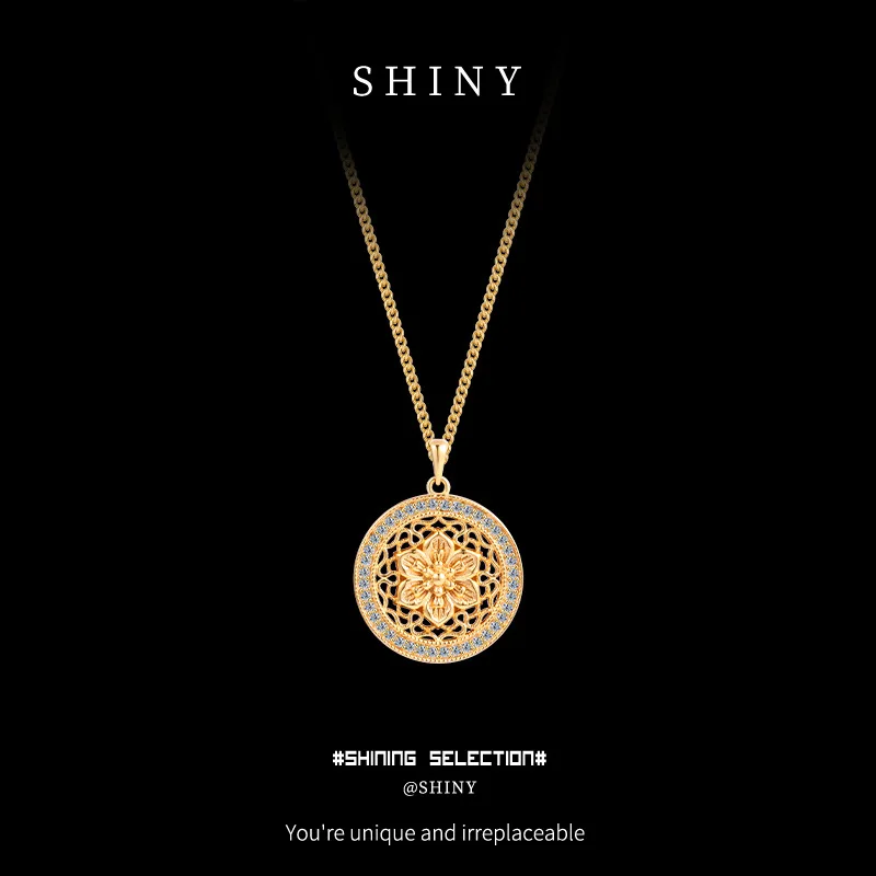 

Ожерелье из стерлингового серебра 925 пробы с цирконом 5А, кулон с компасом и восемью сокровищами, круглый дизайн, ювелирные изделия на День святого Валентина