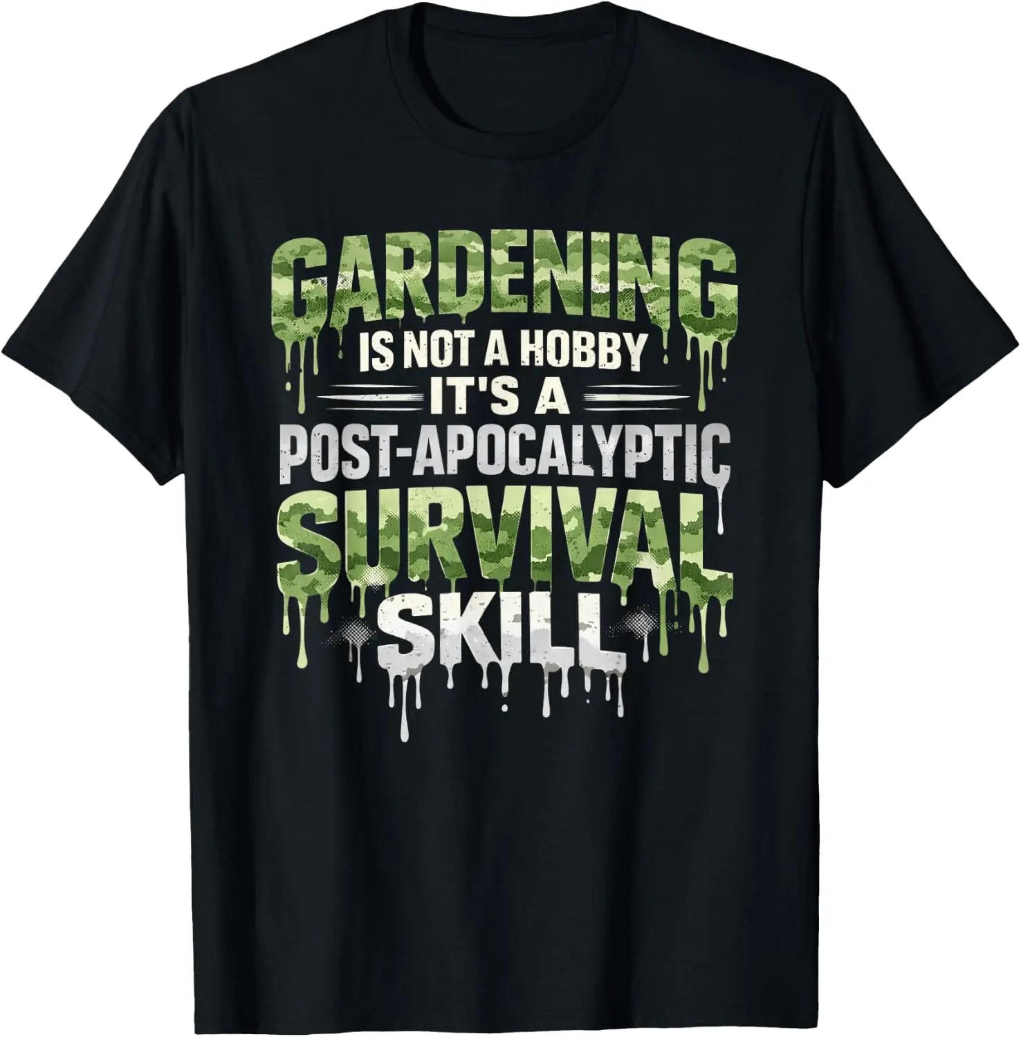 Gardening Post-Apocalyptic Survival Skill Camo Graphic T-Shirt 100% Cotton Trendy Y2K Short-Sleeve Tee-Soft, Quick-Drying,