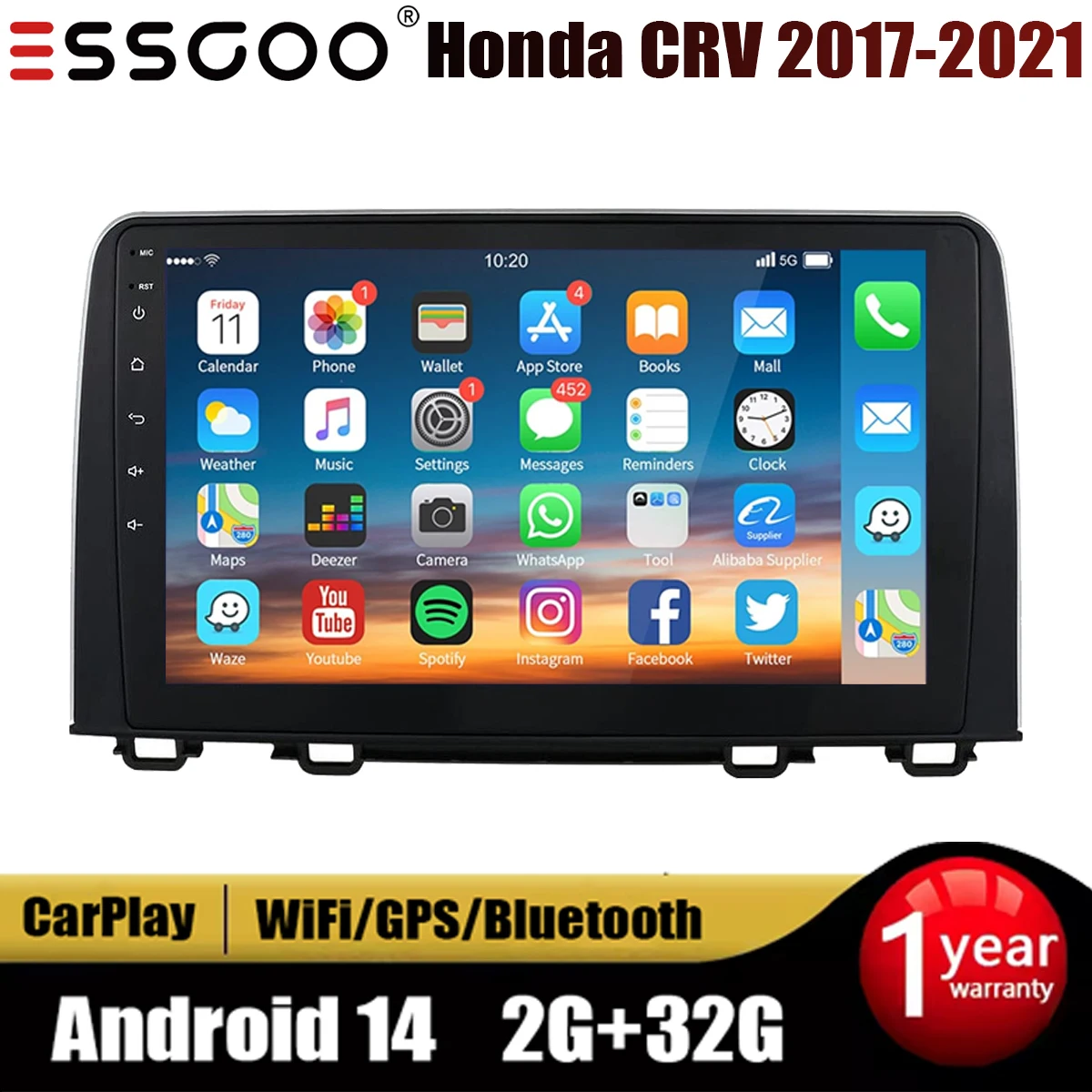 Für Honda CRV CR-V 2017-2021 CarPlay Android 14,0 Auto Stereo Radio GPS Navigation Bluetooth WiFi 2 + 32GB Kopf Einheit SWC ASP FM/RDS