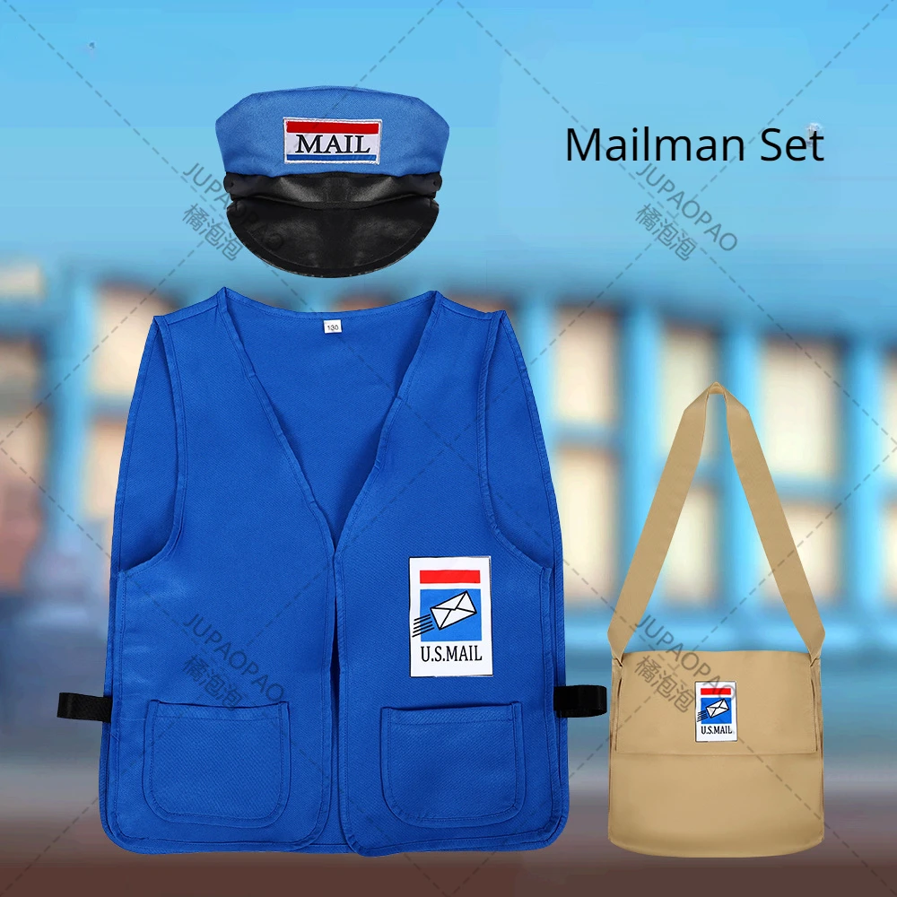 

Toddler Mr. Postman Costume Boy's Blue America Mailman Costume For Kids Mail Carrier Uniform