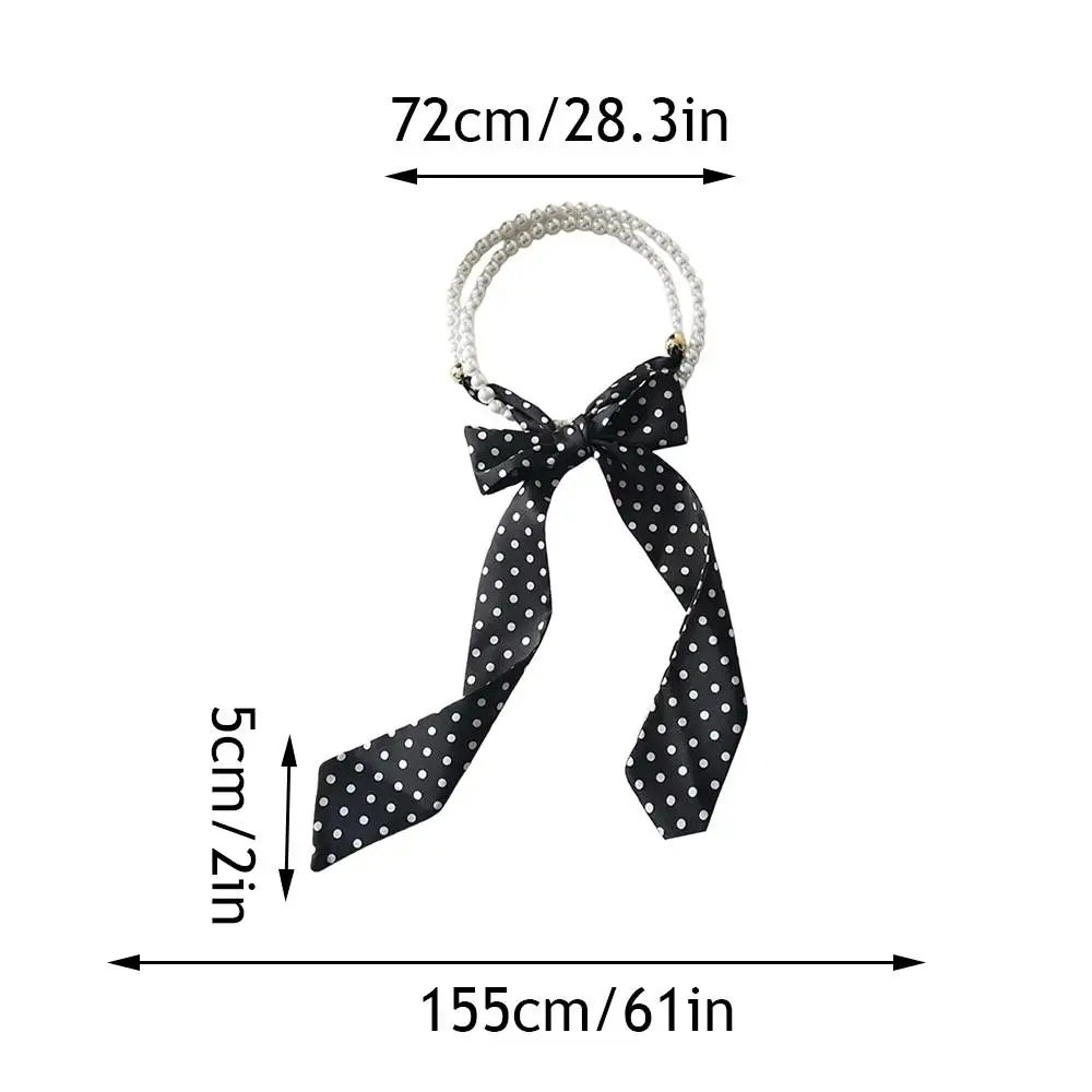 Sciarpa di seta moda donna Stampa Sciarpa a pois Cintura Boho Fascia per capelli Elegante fazzoletto da collo femminile Sciarpa lunga in raso di lusso Nastri per borse