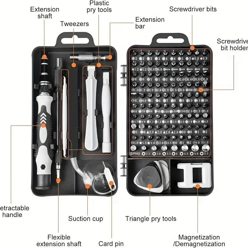 Precision Screwdriver 115 In 1 Set Magnetic Mini Screw Nuts Bits WEEKS Multifunction Household Repair Tools Kit