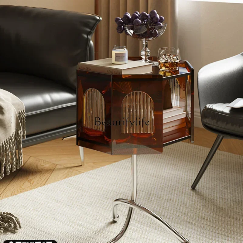 

02Living room sofa side a few light luxury high-end acrylic corner a few French retro bedroom bedside table