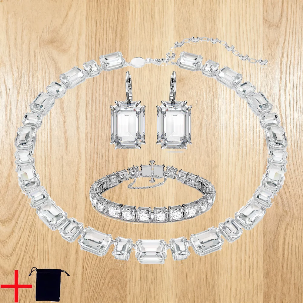 مجموعة الماس المربعة البيضاء الأنيقة - هدية عيد الميلاد المذهلة تتميز بتصميم قطع مختلط خبير