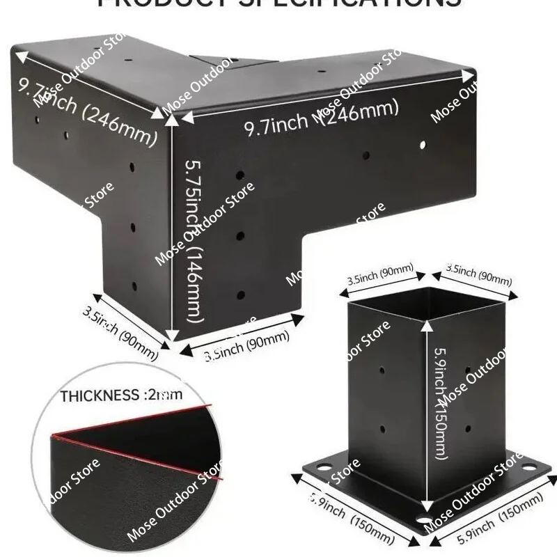 

Комплект перголи из тяжелой легированной стали с 3-сторонними кронштейнами для пыли размером 4 x 4 дюйма (актуальные 3,6 дюйма x 3,6 дюйма), кронштейны для перголей своими руками, подходящие fPergolas