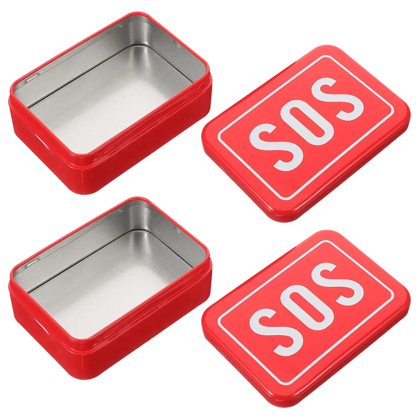 

2pcs Survival Box Portable Outdoor Wilderness Camping Tools Case Iron Material Small Size Container Storage Device