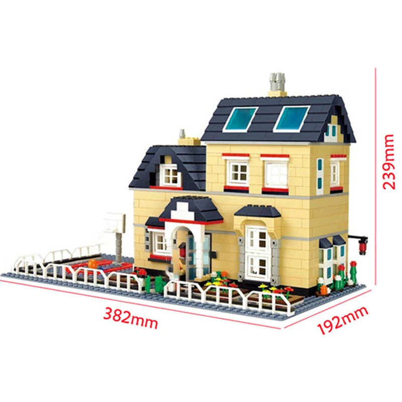 House Villa Architecture Cottage Model Building Blocks bricks Friends for girl Beach Hut Modular Home Village creative city shop