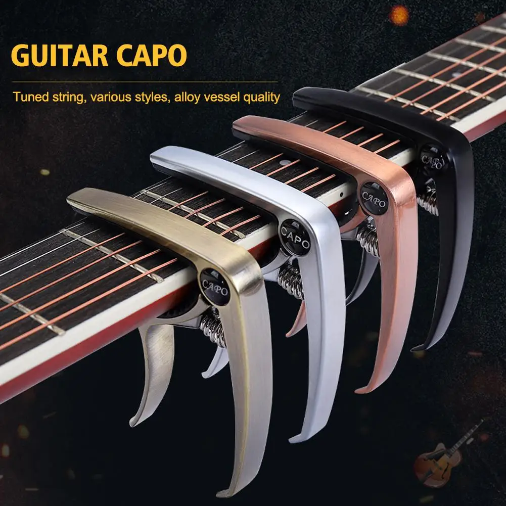 Penjepit Tuner gitar logam campuran aluminium Capo gitar 1 buah Capo pelatuk kunci profesional untuk instrumen musik akustik elektrik F7X3