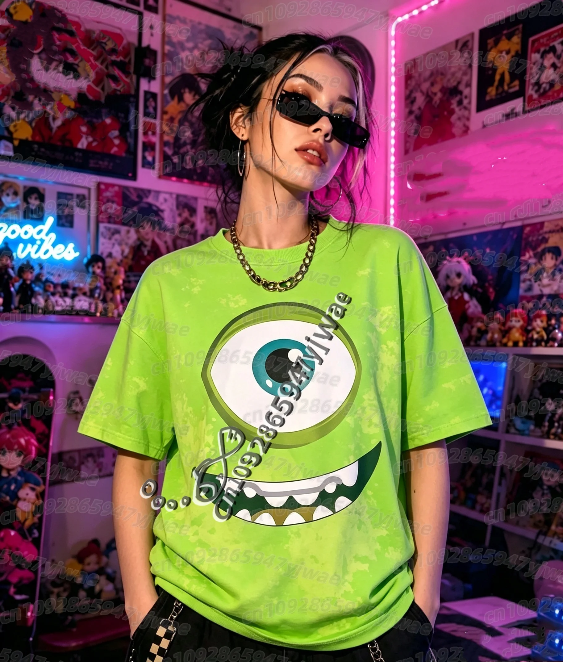 26 Herbst-Winter Damen Lustiger Großaugen-Monster-Print Langarm Unisex Cartoon-Sweatshirt O-Ausschnitt Pullover Damen Hoodies – Detail 12