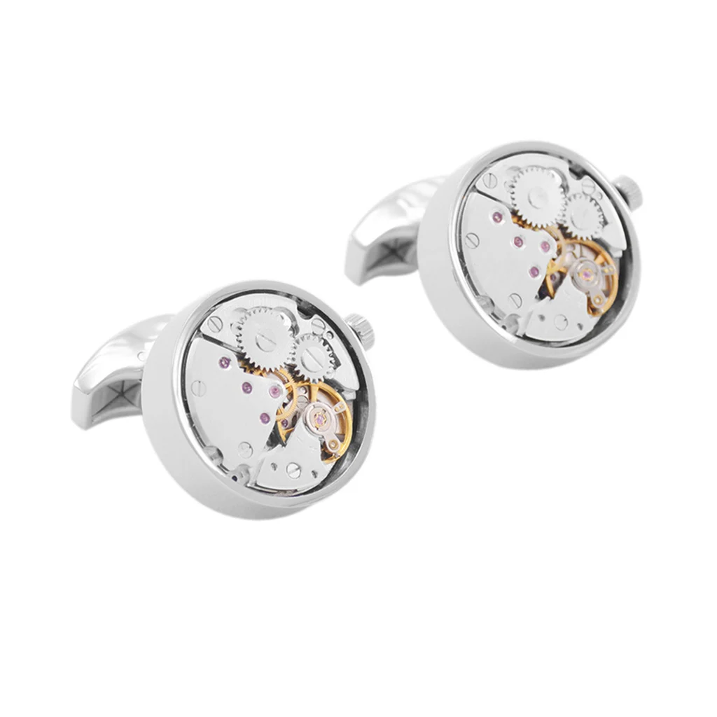 SAVOYSHI Mechanical Watch Movement Mens Shirt Cufflinks Functional Self Rotating Watch Mechanism Gears Cuff Links Gift