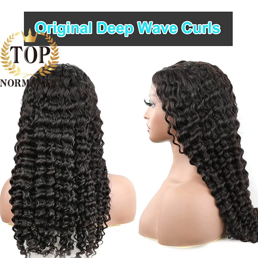 Topnormantic Glueless Wear and Go Lace Front Wigs Human Hair for Women Deep Wave Curly Wig No Glue Ready to Wear Lace Pre Cut