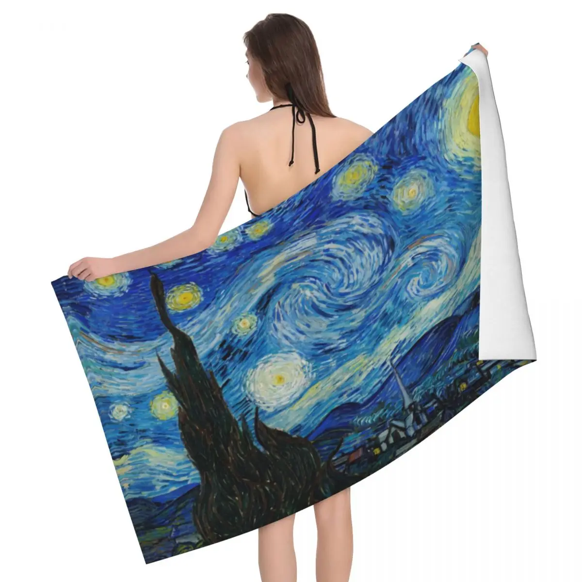 Customized Vincent Van Gogh Starry Night Beach Bath Towel Microfiber Oil Painting Art Pool Towels