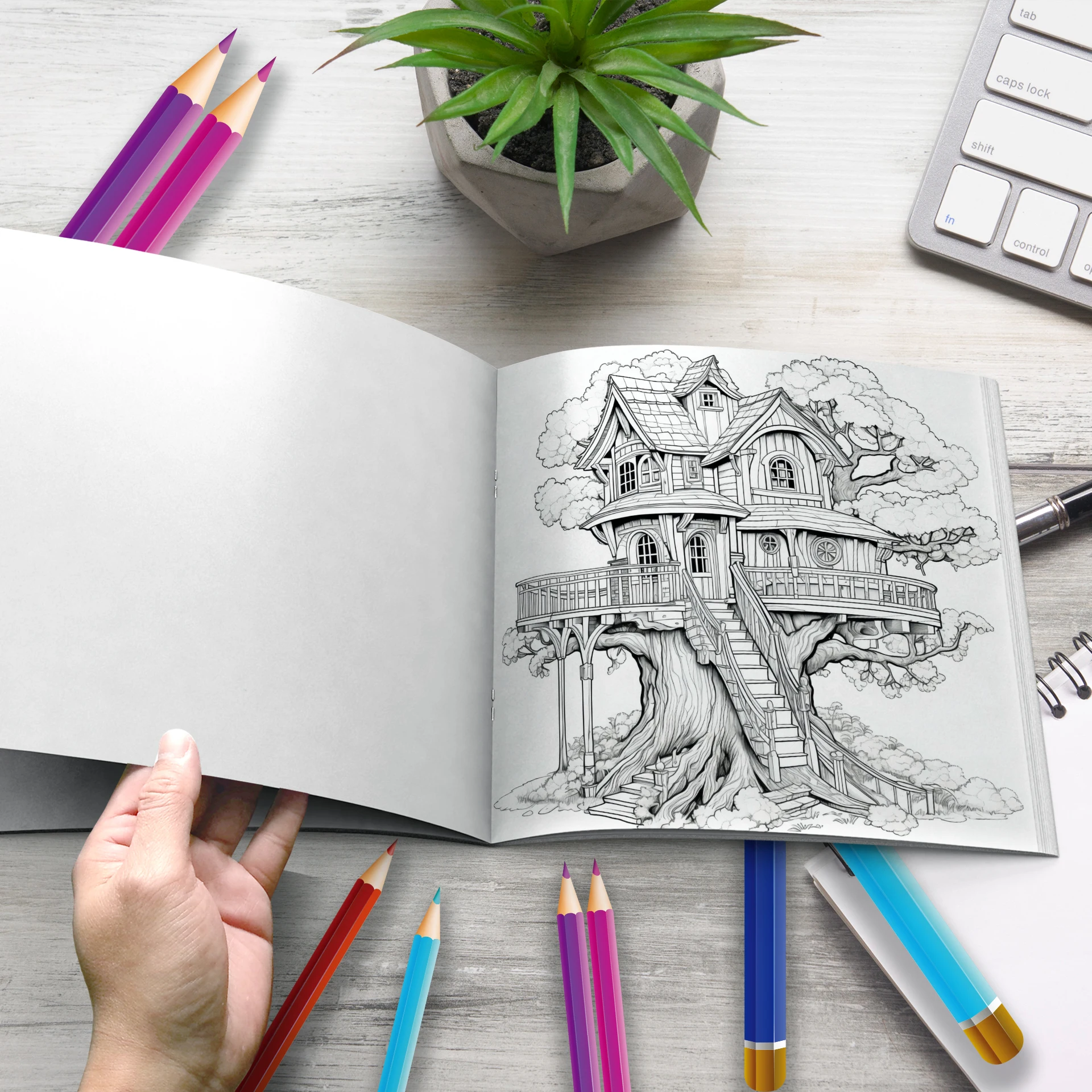 كتاب تلوين بيت شجرة الأحلام مكون من 20 صفحة هدية لحفلة عيد الميلاد وتخفيف التوتر وتقتل الوقت ورسم جرافيتي كتاب فني