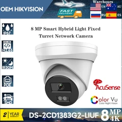 Hikvision-ハイブリッドスマートカメラ,統合マイク,SDカードスロット,DS-2CD1383G2-LIUF, OEM, 8MP