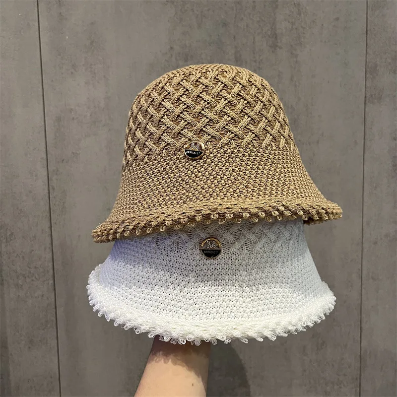 Japanese Minimalist Fisherman Hat Women\'s New Hollow Basin Hat Summer Sun Protection Sun Shading Bucket Hat Beach Panama Cap