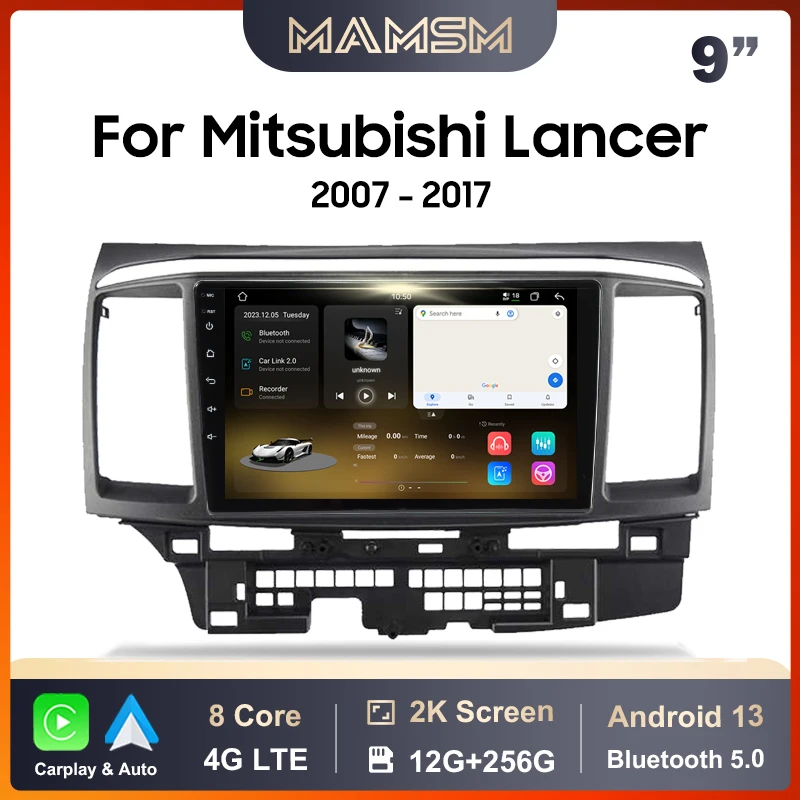 

MAMSM Car Radio for Mitsubishi Lancer 10 CY Fortis 2007-2017 9 Inch Android Multimedia Video Audio Player Carplay Stereo 2K QLED