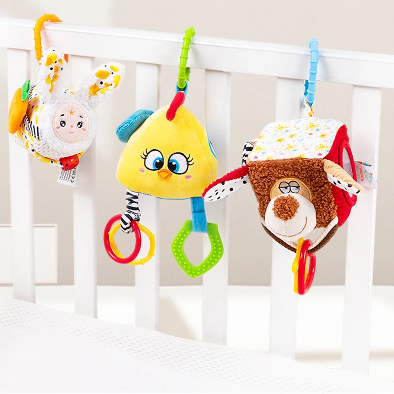 Baby Activity Cube Sensory Toys Stroller Hanging Toys Soft Plush Rattles Crib Mobiles Educational Toys for Babies 0-12 Months