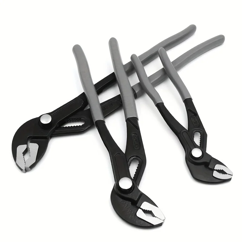 3-Piece Water Pump Pliers Set,8-inch,10-inch, and 12-inch Quick Release Groove Joint Pliers Set,CRV Steel Forged