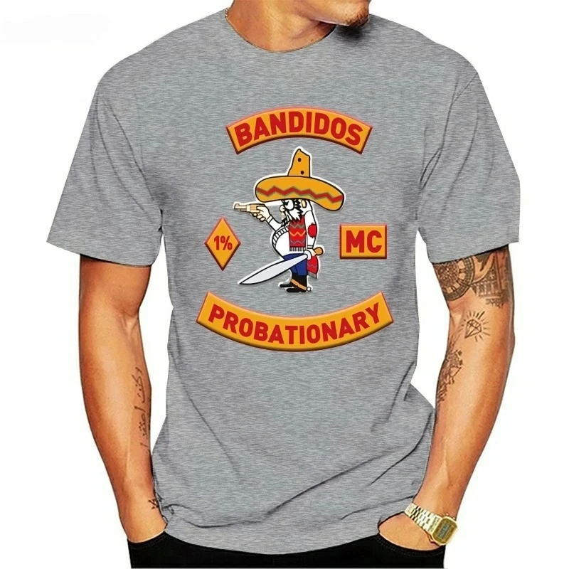 MC Fashion Bandidos Worldwide رجل أسود تي شيرت يدعم Bandidos المحلي الخاص بك قصيرة الأكمام عادية تي شيرت طباعة ملابس علوية من القطن