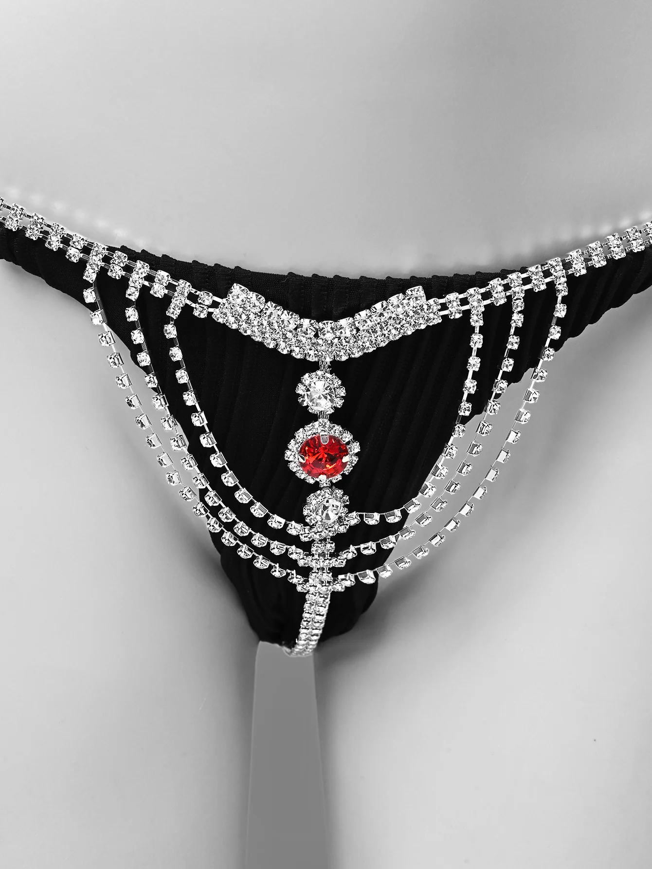 Crystal Rhinestone Body Chain Thong Sexy Bikini Waist Chain Jewelry Sparkly G-String Festival Rave Party Clubwear Women view 6