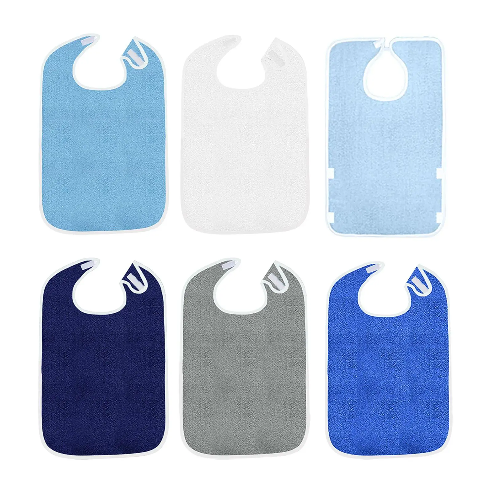 3x Adult Terry Bibs Reusable Machine Washable Clothing Protectors Large Adult Feeding Bibs for Elderly Unisex Men Seniors Women