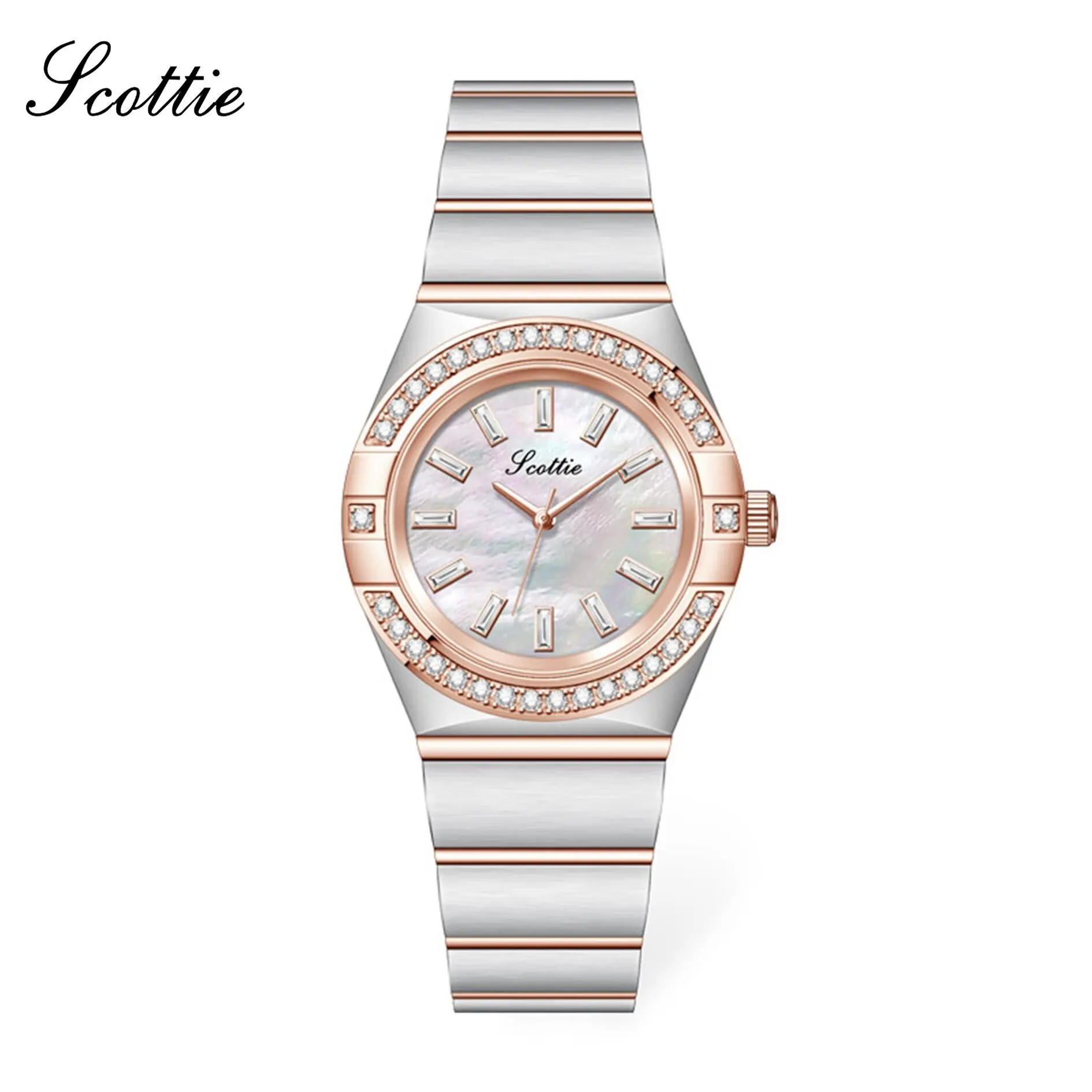 Scottie Women Quartz Watch Luxury Classic Diamond Dial Rose Gold Sliver Clock Stainless Steel Orologio Reloj Ladies Wristwatch