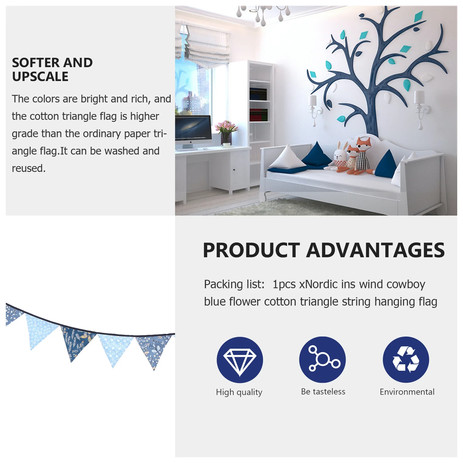 

Creative Cotton Hanging Pennant Triangular Flag Party Decoration Wedding Background Home Decorative String Ornaments