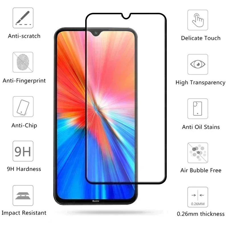 Xiaomi用HDスクリーンプロテクター,Redmi note 8, 9 s,10,pro,2021, 6 in 1,強化ガラス