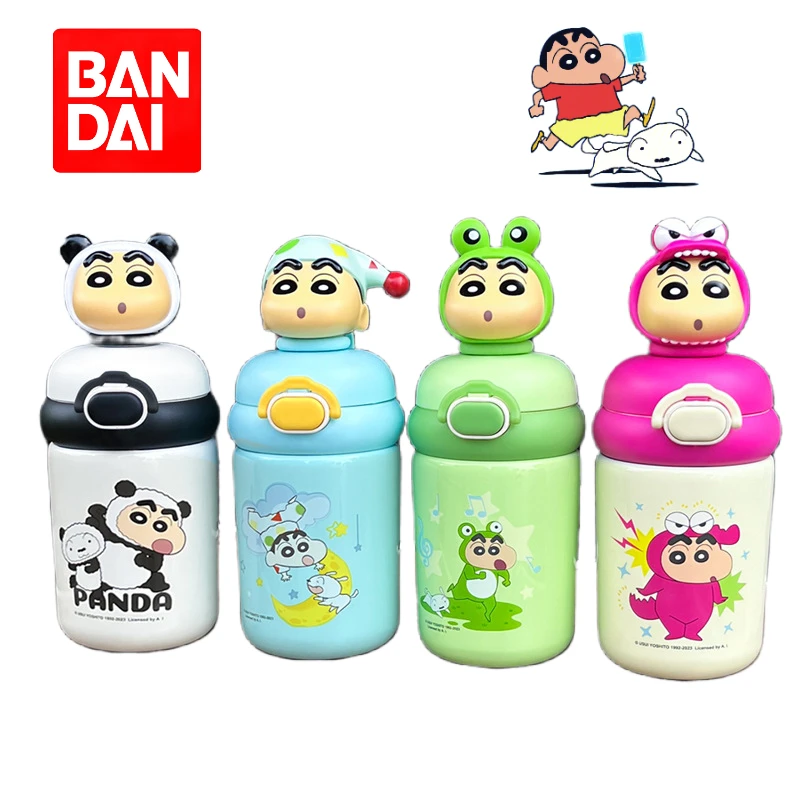 Bandai Crayon Shin-chan Children's Double Drink Thermos Cup 500ml Cartoon Waniyama Doll Portable Thermal and Cold Water Cup