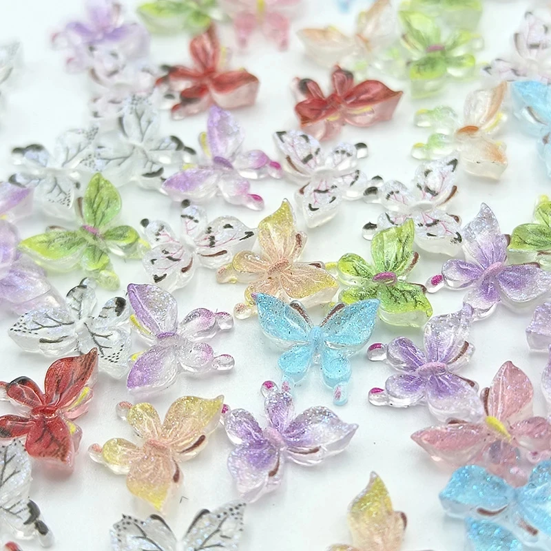 50 Stück Glitzerharz Bunte Mini Kristall Schmetterling Nail Art Flatback Strass Figuren DIY Miniaturen Scrapbook Dekor Handwerk