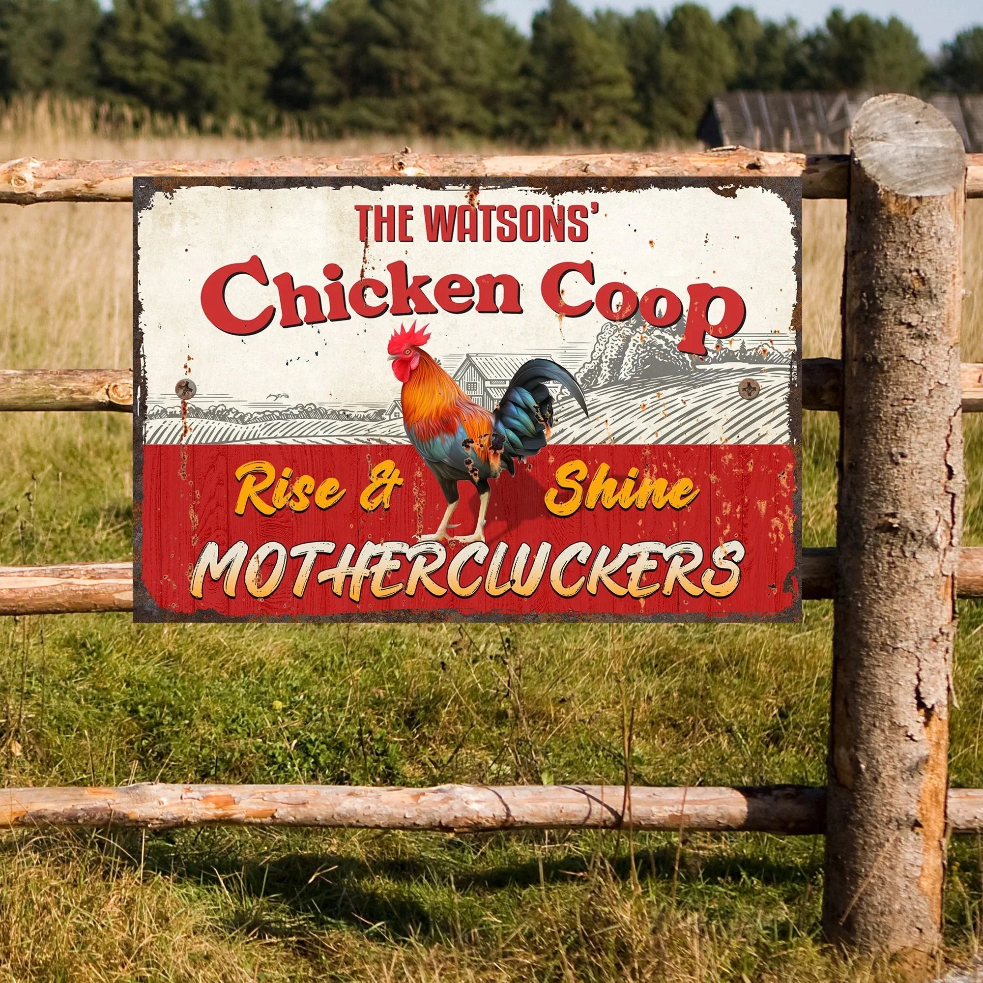 

Vintage Personalized Chicken Coop Sign Tin Painting Metal Sign Durable and Practical T197
