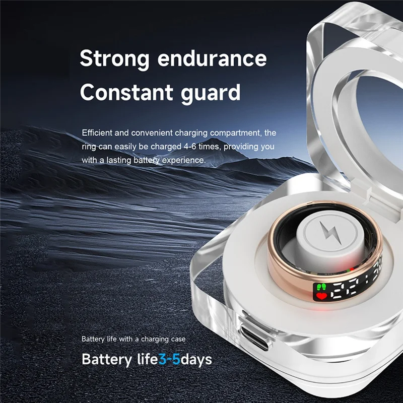 A003 Smart Ring RS08 Монитор сердечного ритма 5 АТМ Водонепроницаемый мультиспортивный трекер трекера кислорода в крови с зарядным отделением 9