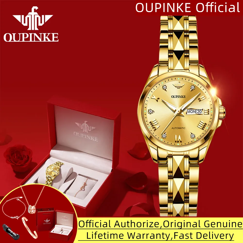 

OUPINKE 3171, роскошные женские часы, подарочная коробка, оригинальные роскошные брендовые японские автоматические механические часы для женщин, двойной календарь
