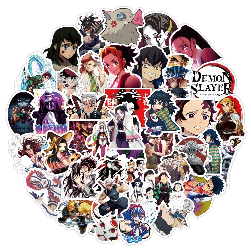 50/100 Pcs Anime Demon Slayer Akaza Stickers Akaza DIY Stickers Scrapbooking Phone Luggage Skateboard Waterproof Decals