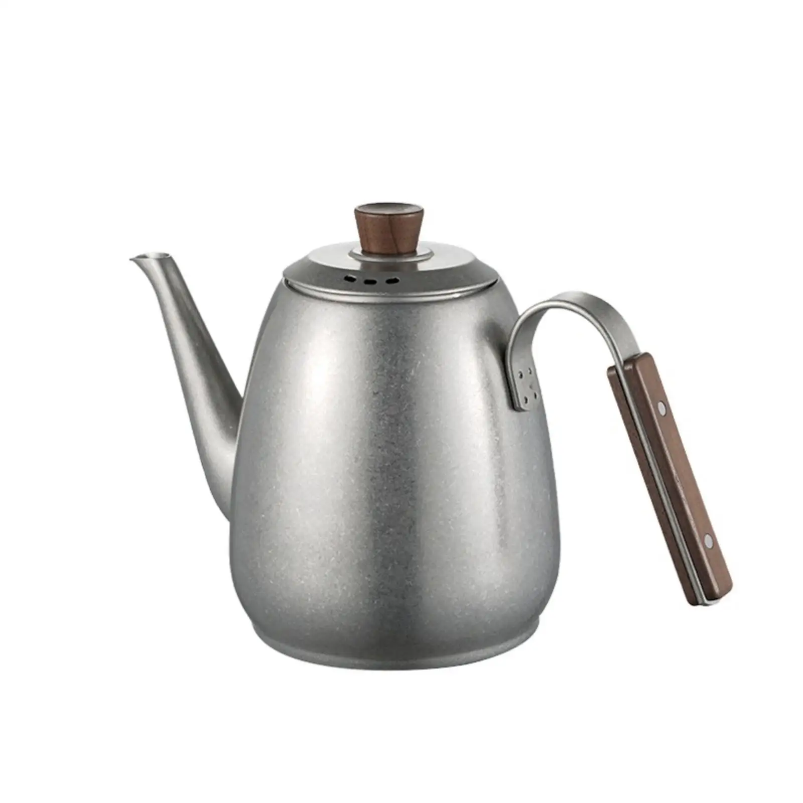 Tea Kettle with Wooden Handle Vintage-Style Stainless Steel Tea Kettle Matte Silver Teapot for Home, Kitchen, Restaurants