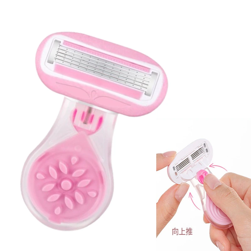 Mini afeitadora de pelo para axila, pierna, cara, mujer, afeitadora Manual, maquinilla de afeitar para mujer, maquinilla de afeitar de 5 capas con cuchillas para Bikini femenino