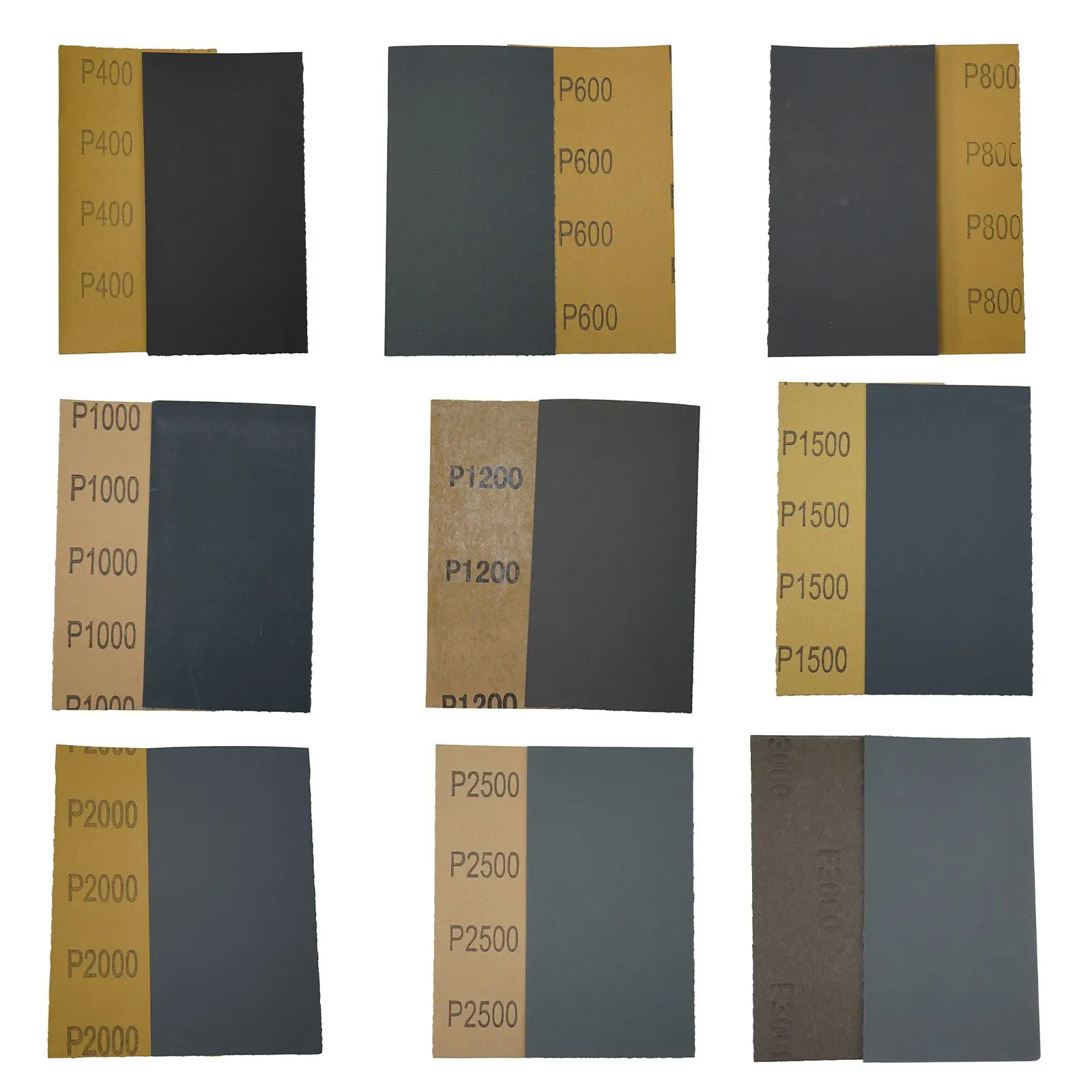 18pcs Silicon Carbide Wet Dry Sandpaper Assortment 400-3000 Grit For Metal Wood Auto Paint Polishing Sanding Paper Abrasive Tool
