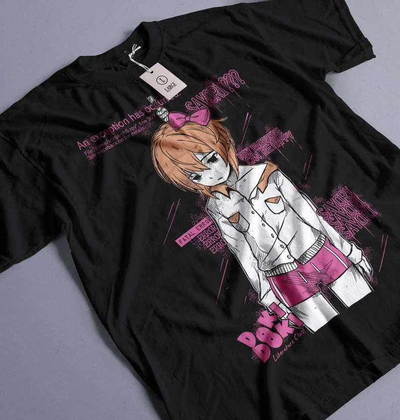 DDLC Fire Style Streetwear Japan Style Unisex Baumwoll-Grafik-T-Shirt Kurzarm Sommer Casual Anime Manga Tee Top Harajuku Hot – Detail 2