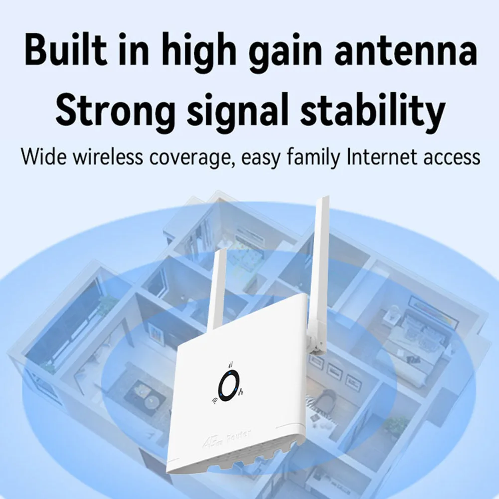 

4G LTE CPE Router with SIM Card Slot 4G SIM WiFi Router 300Mbps LAN Wireless WiFi Hotspot 2 External Antenna