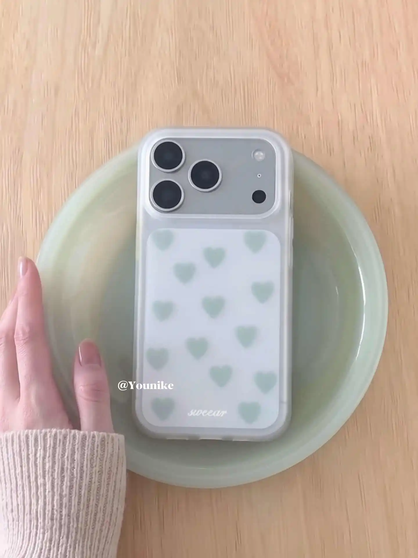Coque de téléphone coréenne Ins Simple Mist vert et bleu Love pour iPhone Duo 18 17 Air 16 13 12 11 Pro Max 15 14 Plus Mini XR XS