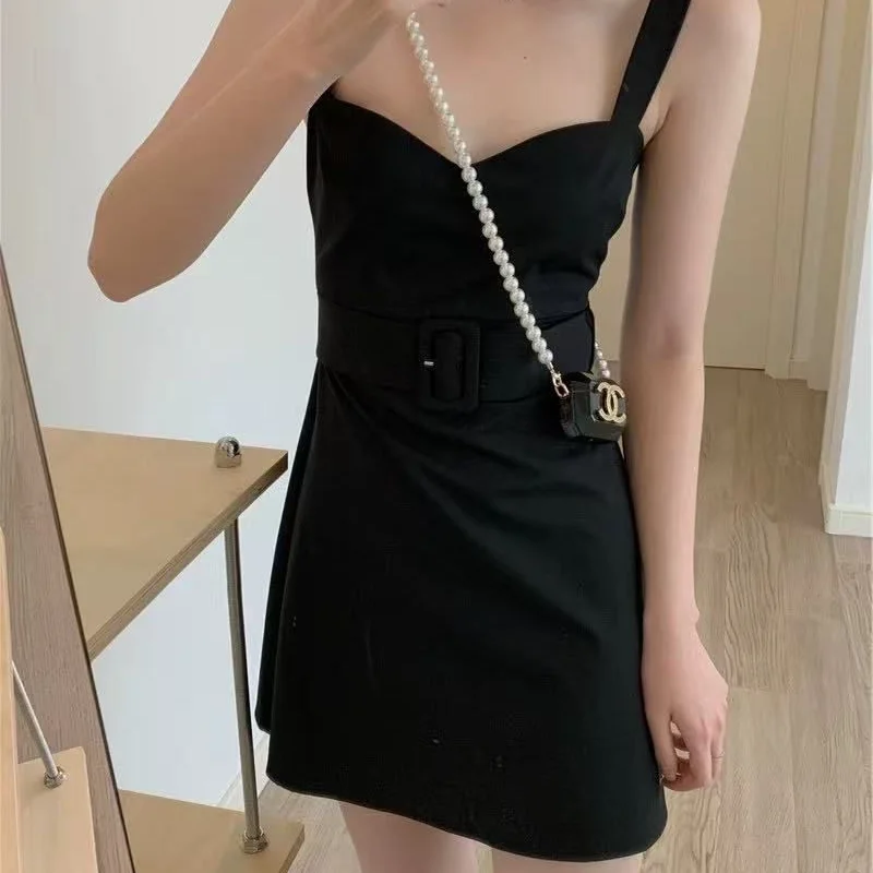 イン夏のファッションセクシーなミニドレス女性黒キャミソールショートドレスギャル V ネックシャツ A ラインシャツコケットカジュアル Y2k 服