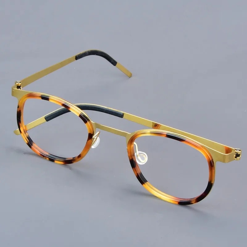 Round Glasses Frame Denmark Screwless Men Women 9799 Titanium Strip Eyeglasses Ultralight Thin High Quality Spectacle Classic