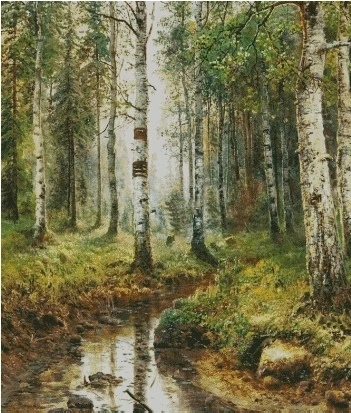 Birch forest Stream landscape 16CT14CT Unprinted Top Quality Cross Stitch Kits Embroidery Art DIY Handmade Needlework Home Decor